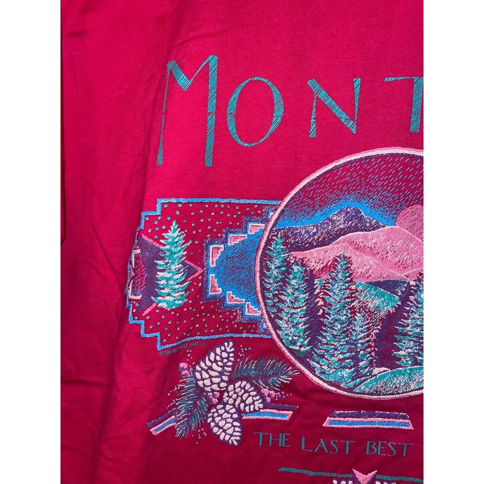 Jerzees Vintage Montana Last Best Place Shirt Tee Pink VTG 90s Large Size US L / EU 52-54 / 3 - 5 Thumbnail