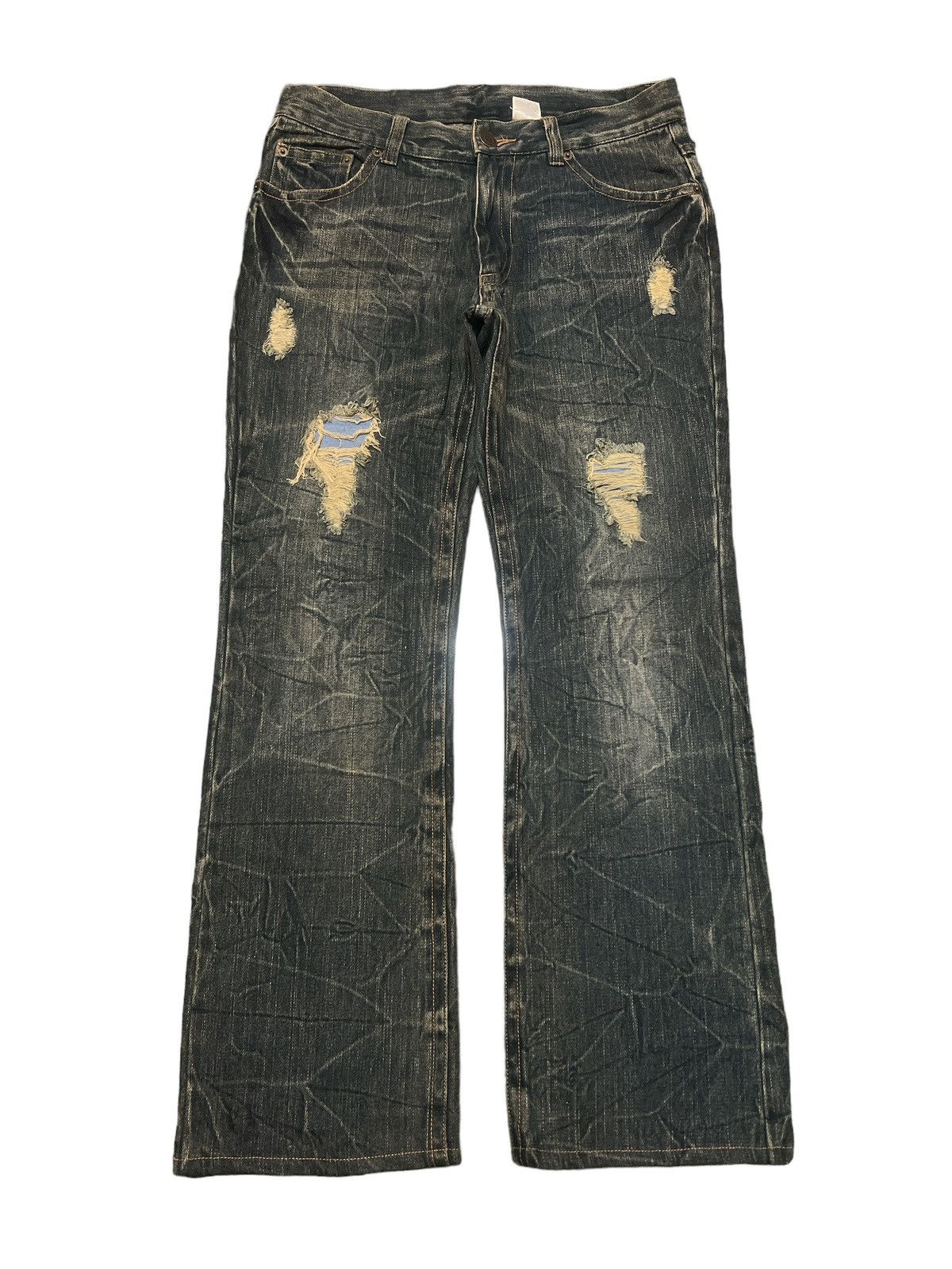 Japanese Brand UNKNOW DISTRESSED DENIM PANT Size US 30 / EU 46 - 1 Thumbnail