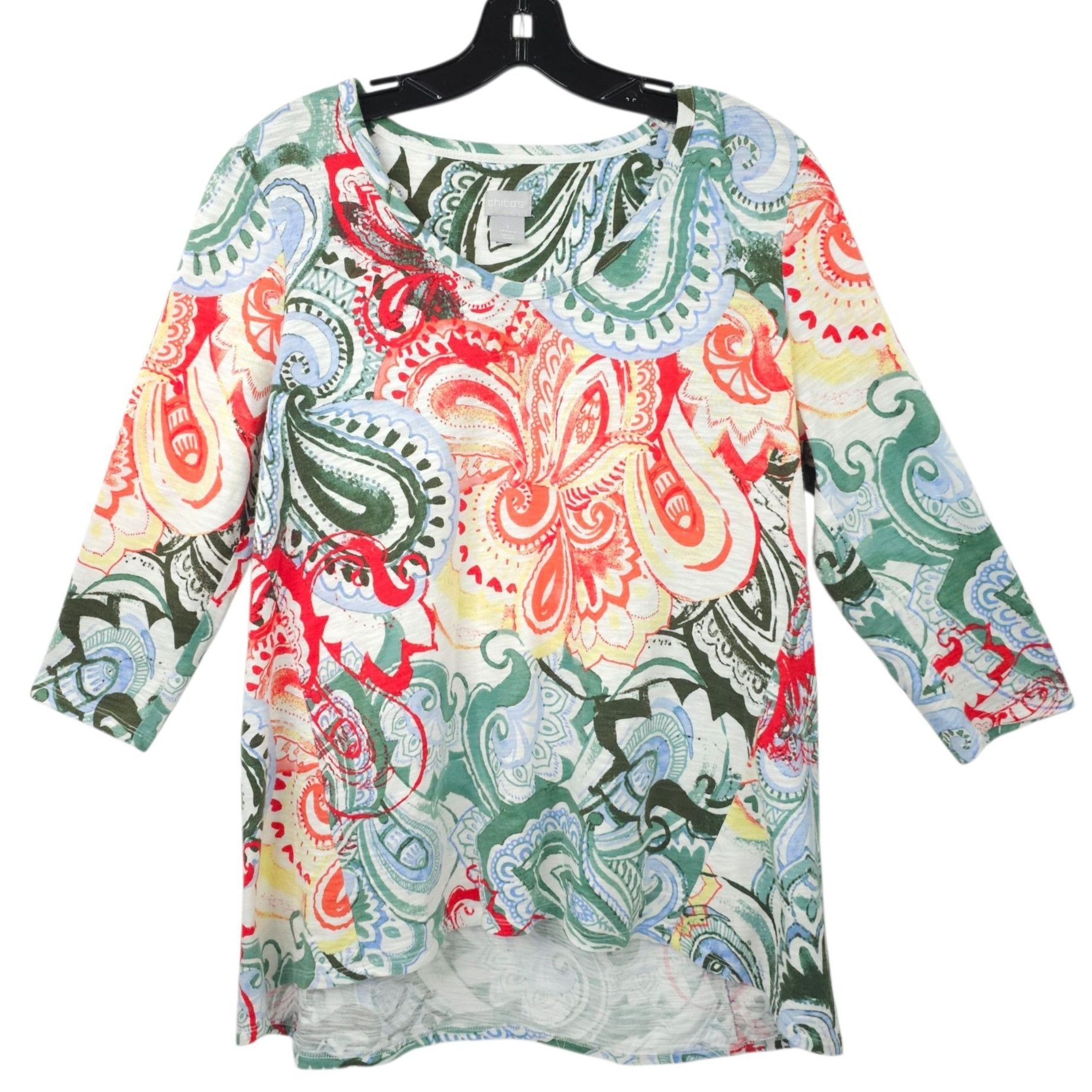 Chicos Chicos Floral Print Paisley Boho Top Womens 1 US M 3/4 Sleev Size M / US 6-8 / IT 42-44 - 1 Thumbnail