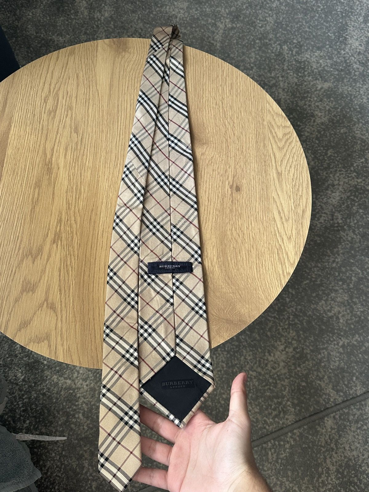 Burberry BURBERRY Classic Nova Check Luxury Silk Blend Tie Beige Size ONE SIZE - 3 Thumbnail