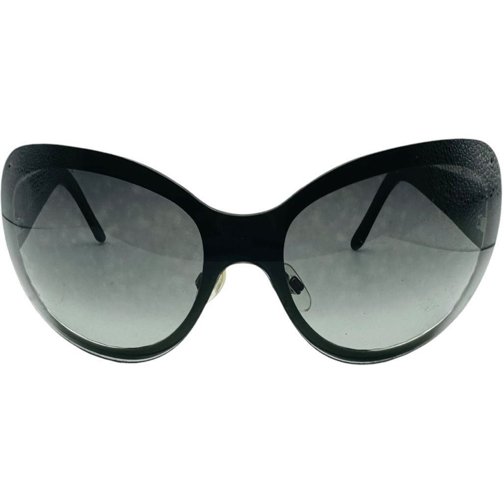 Chanel CHANEL Quilted Double C Logo Sunglasses Black Silver Luxury Size ONE SIZE - 2 Thumbnail