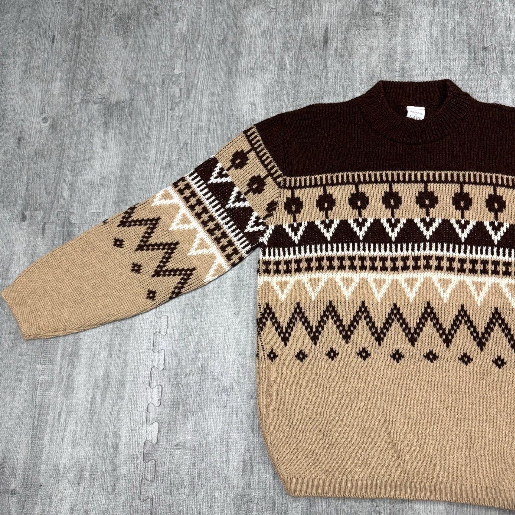 Vintage VINTAGE 70s Gabe Fair Isle Nordic Pullover Sweater Knit Casual Brown Mens Large Size US L / EU 52-54 / 3 - 2 Thumbnail