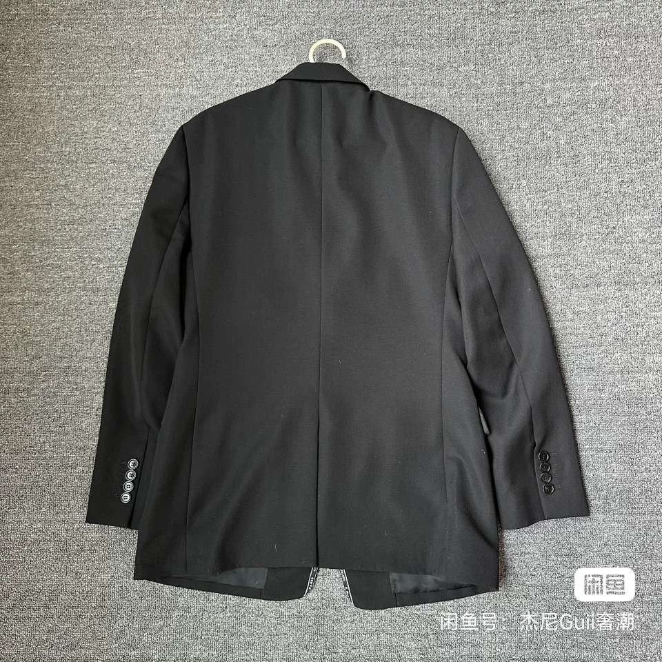 Dior DIOR HOMME Black Wool Stripe Logo Blazer 48 Size 48R - 2 Thumbnail