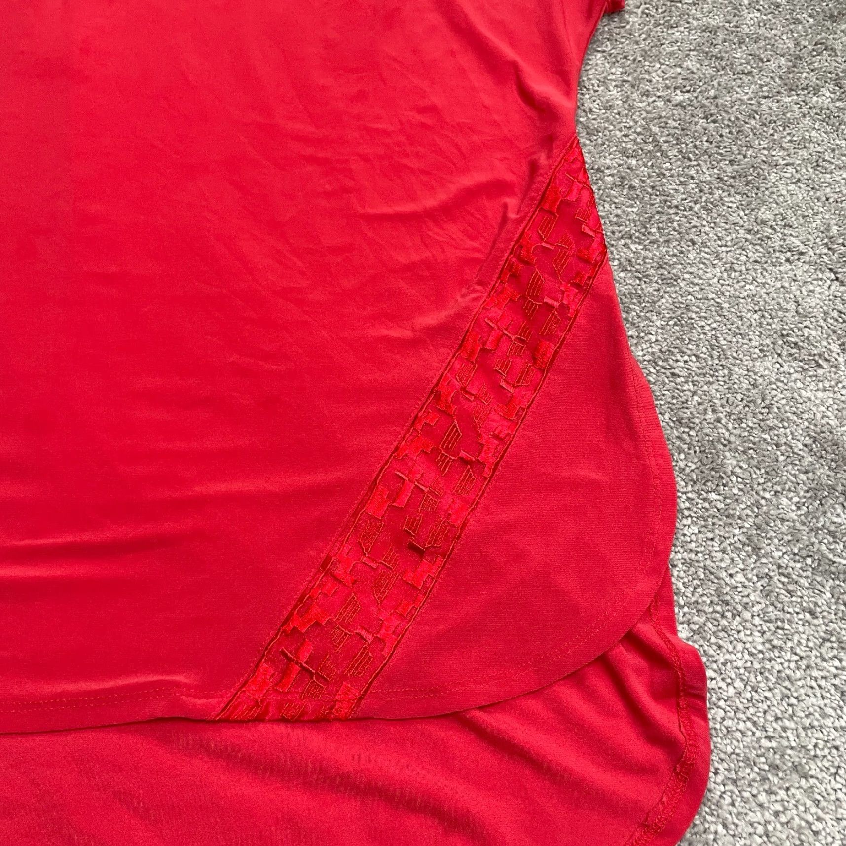 Vintage Cato Blouse Womens 20W Red Crew Neck Dolman Short Sleeve Knit Polyester Spandex Plus Size Top Casual VINTAGE(Camera note: not vintage) Size 3XL / US 20-22 - 3 Thumbnail