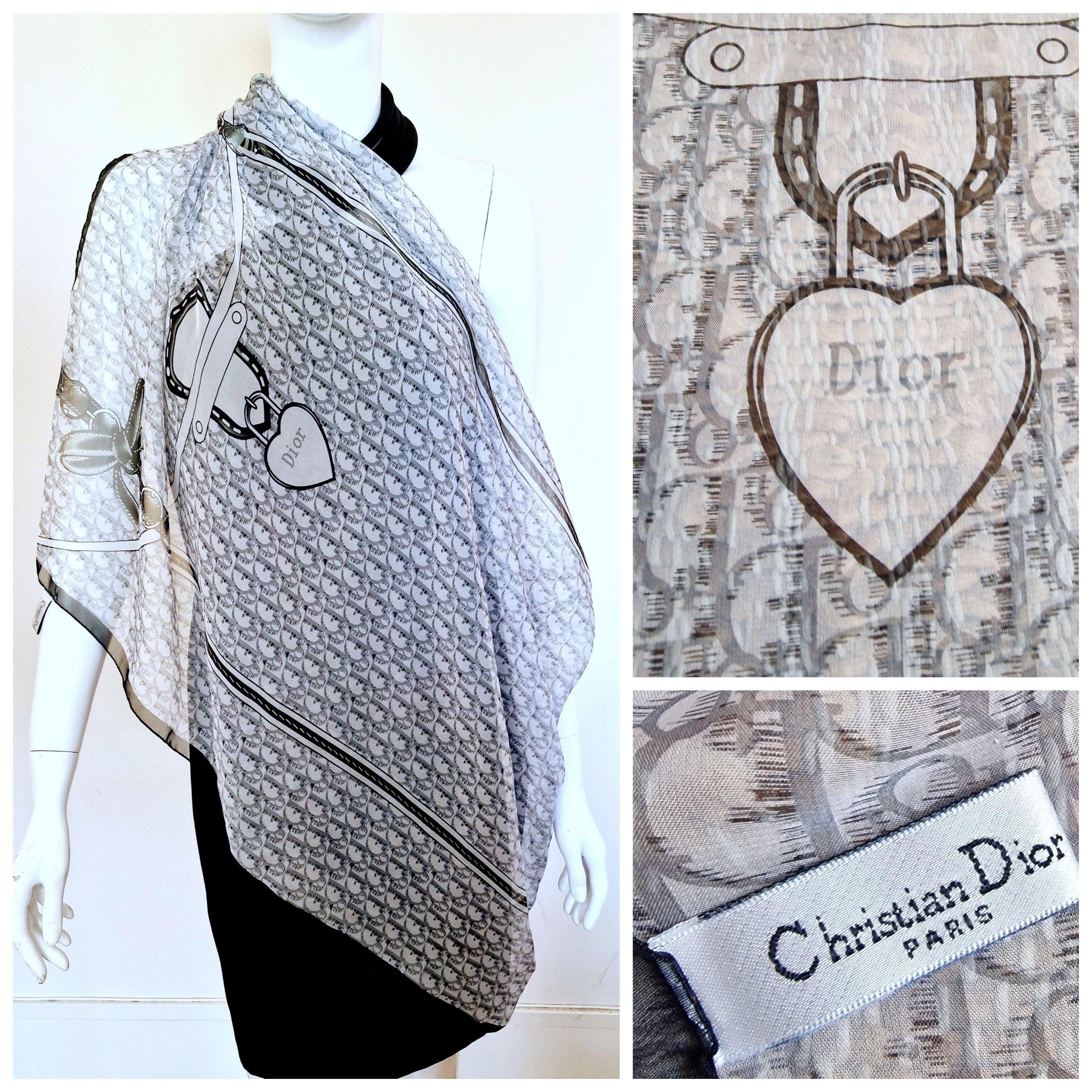 Dior Christian Dior Silk Monogram Logo Oblique Shawl Scarf Size ONE SIZE - 1 Thumbnail
