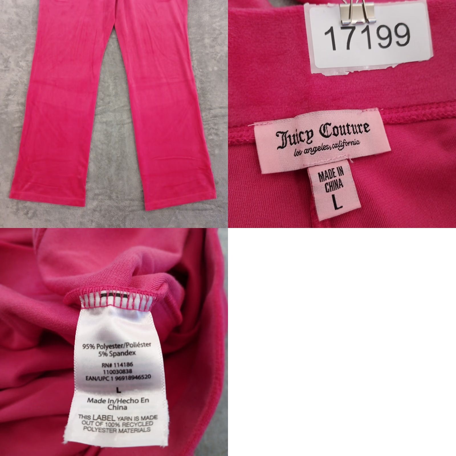 Juicy Couture Juicy Couture Sweatpants Womens Large Pink Velour Pull On Bootcut Rhinestones Pants 30.5in Inseam Size 24" / US 00 / IT 34 - 8 Thumbnail
