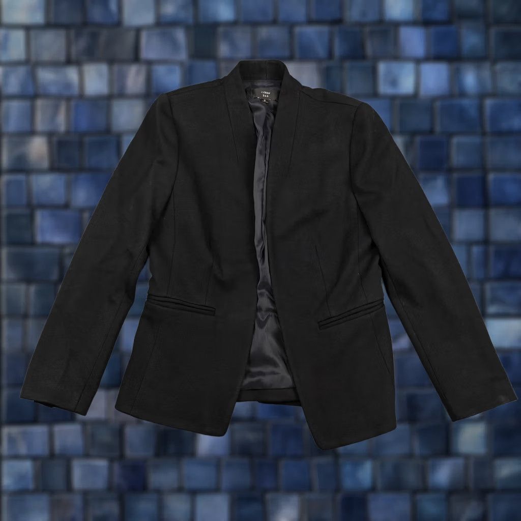 J.Crew J Crew Blazer Womens 6 Black Open Front Lined Stretch Office Jacket Size M / US 6-8 / IT 42-44 - 1 Thumbnail