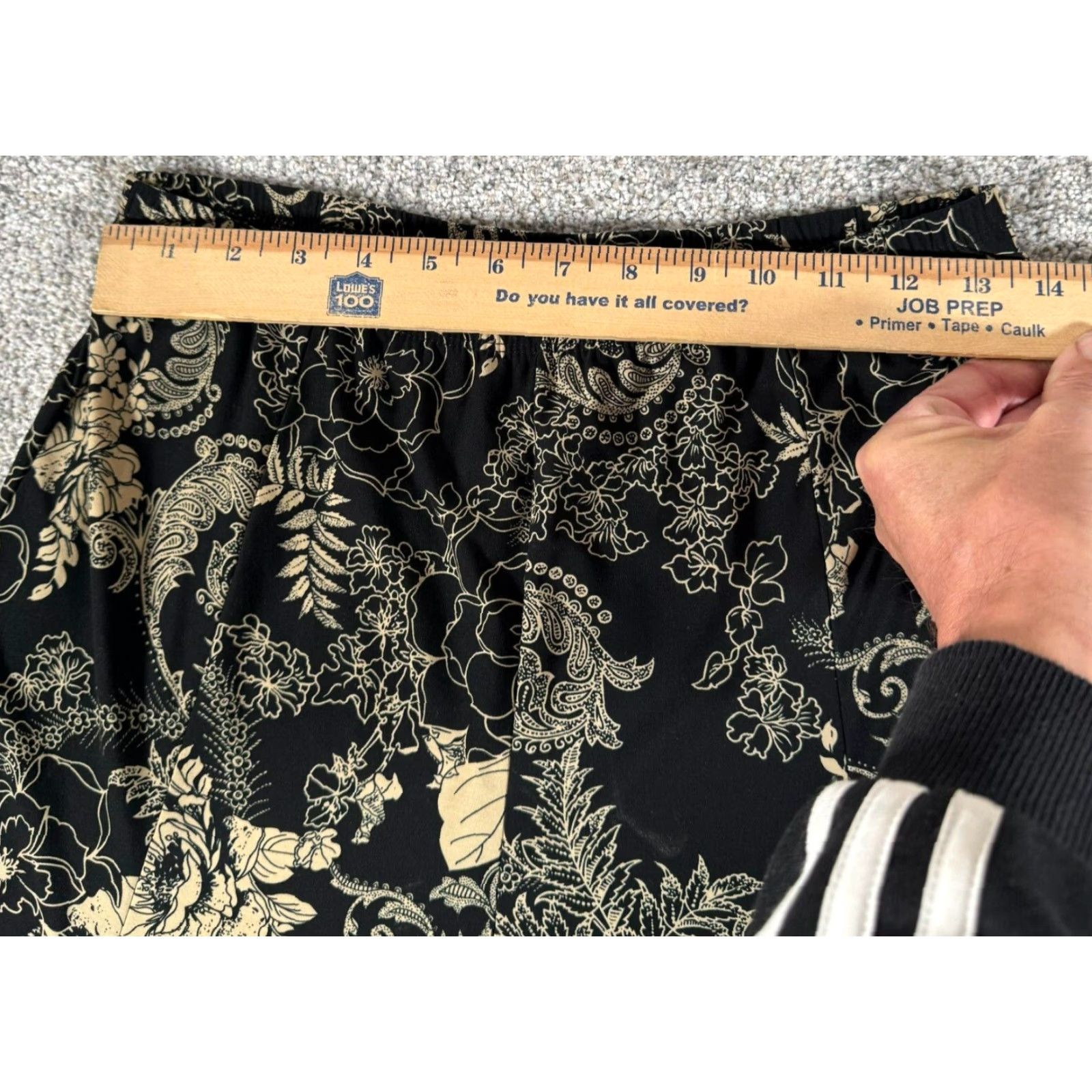 Vintage B. Moss Skirt Midi Women's M Black Paisley 90s Y2K Whimsigoth Workwear A-Line Elastic Waist Damask Baroque Size 32" / US 10 / IT 46 - 3 Thumbnail