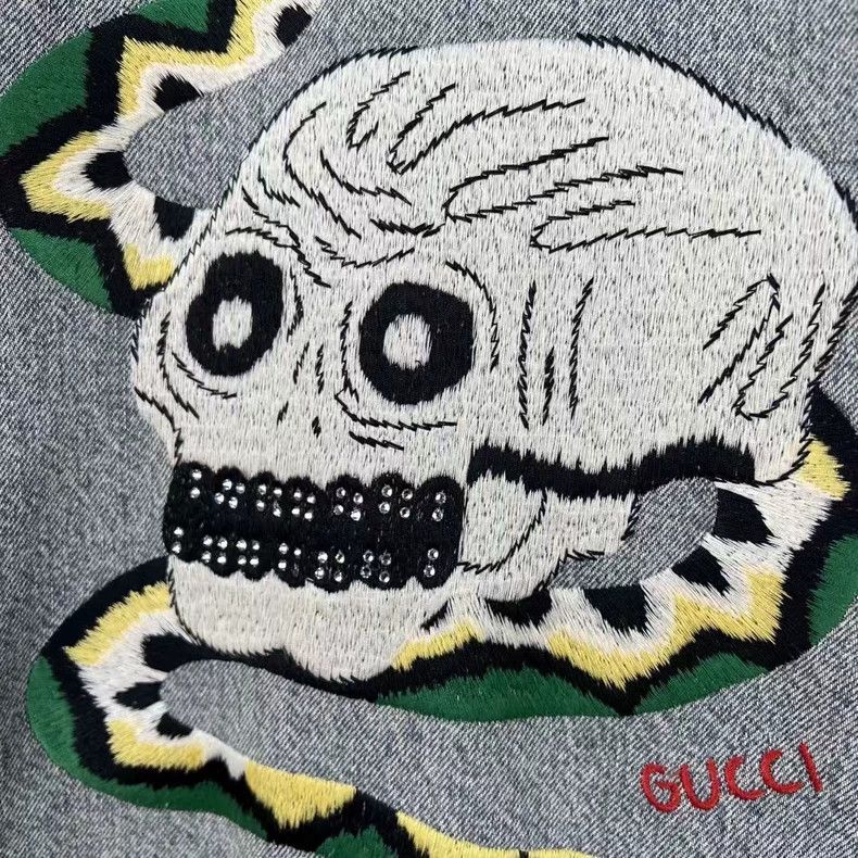 Gucci Gucci Rhinestone embroidered washed denim jacket 2502-Nexta Size US S / EU 44-46 / 1 - 5 Thumbnail