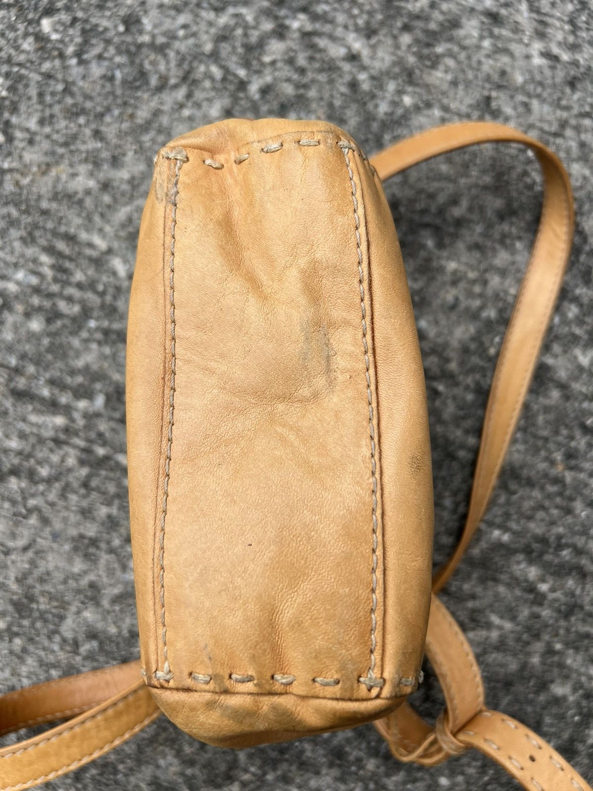 Leather Genten Japan Distressed Patina Leather Sling Bag Size ONE SIZE - 19 Thumbnail
