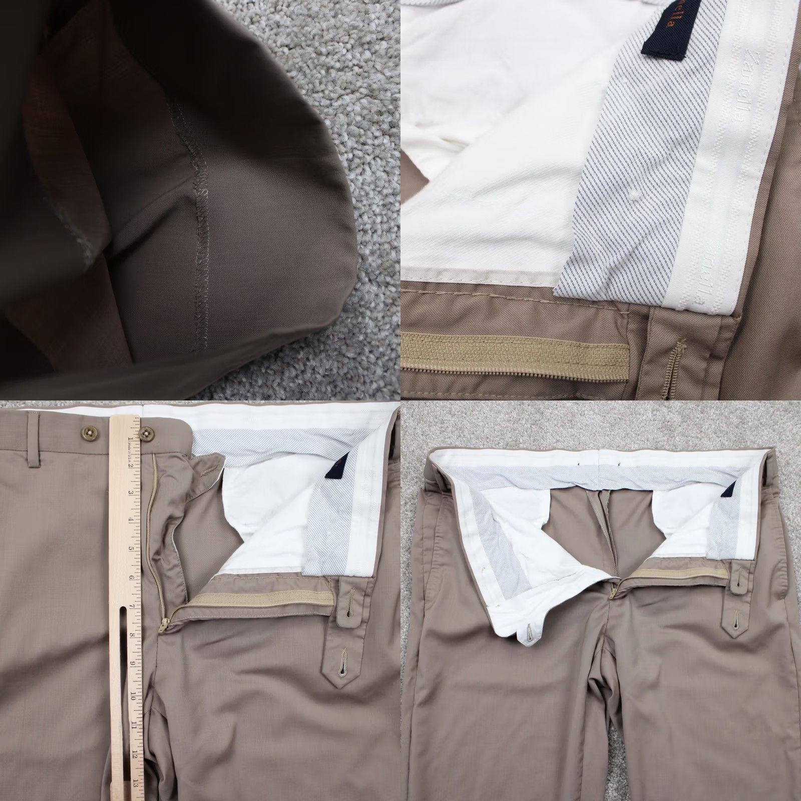 Zanella Zanella Dress Pants Mens 36 Beige 100% Wool Flat Front Inseam 26" Regular Rise Business Casual Formal Workwear Mens Beige Wool Flat Front Pants Size US 36 / EU 52 - 8 Thumbnail