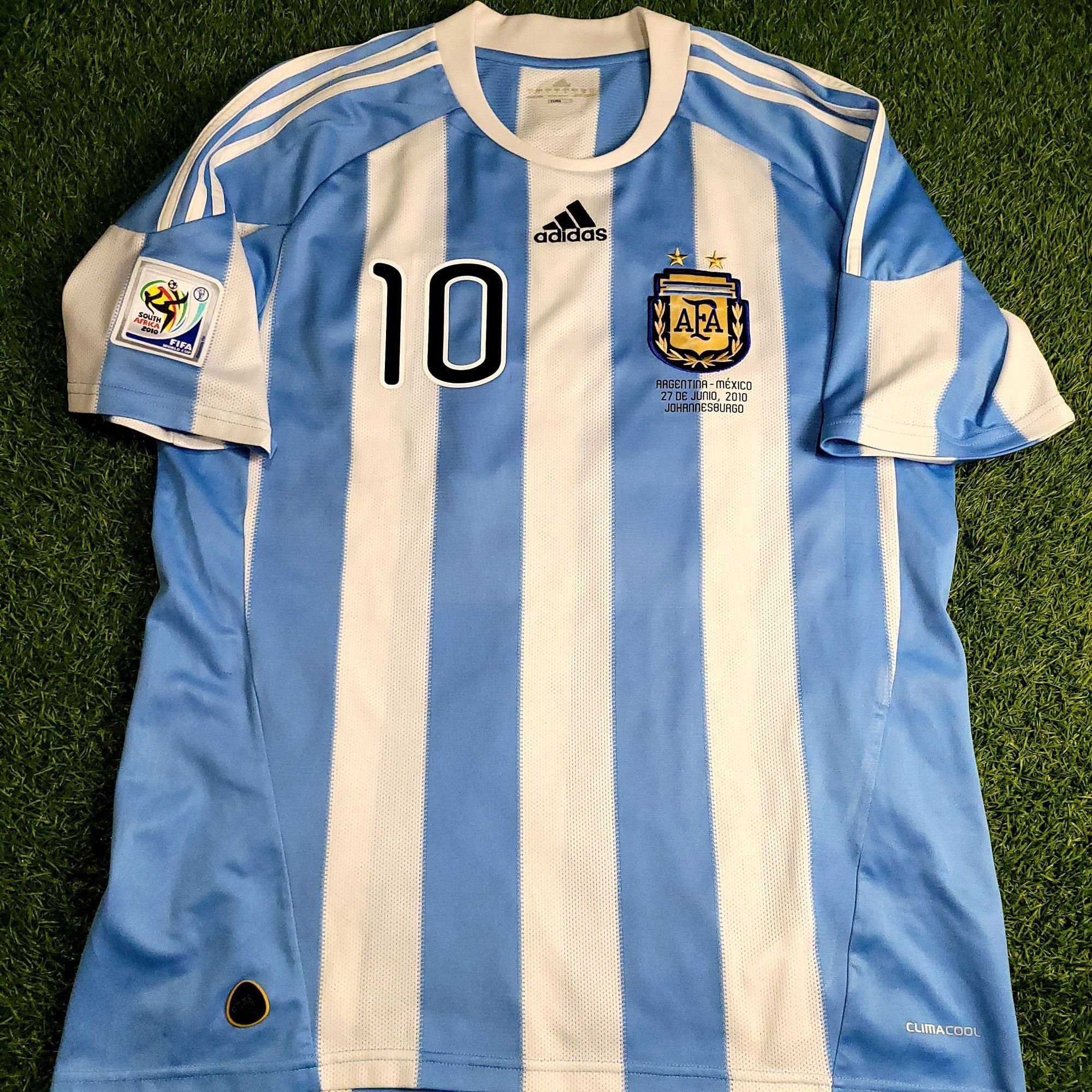 Adidas Messi Argentina 2010 WORLD CUP Home Soccer Jersey L Size US L / EU 52-54 / 3 - 2 Thumbnail