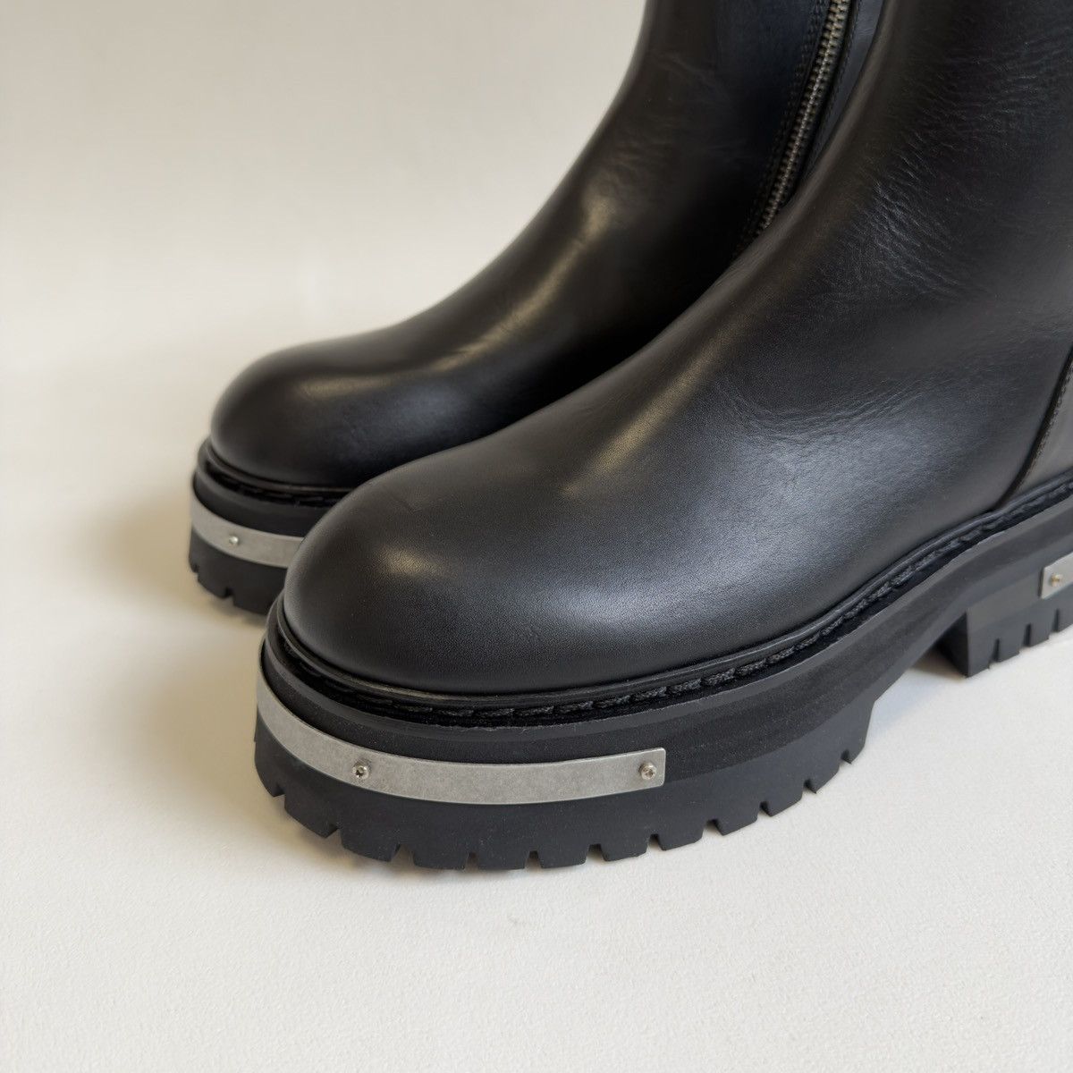 Ann Demeulemeester Metal Plaque Detail Black ‘Tucson’ Combat Boots Size US 6 / IT 36 - 7 Thumbnail