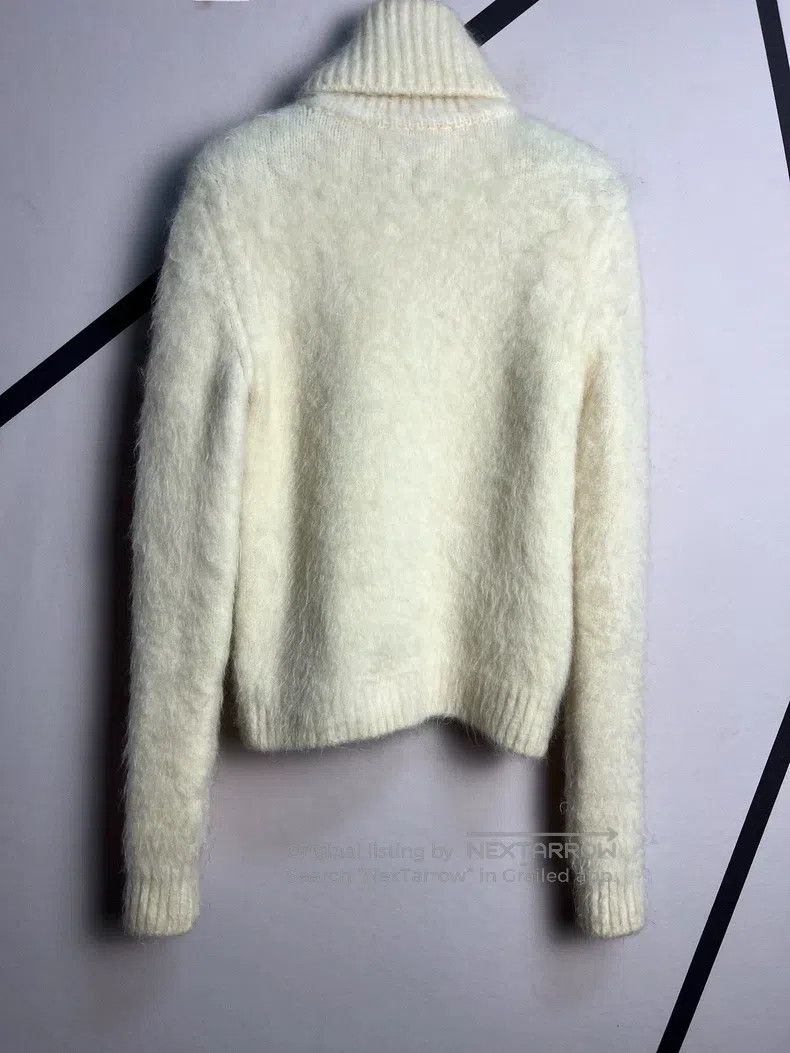 Saint Laurent Paris Saint Laurent Paris White Wool and Mohair High-neck Sweate Size S / US 4 / IT 40 - 2 Thumbnail
