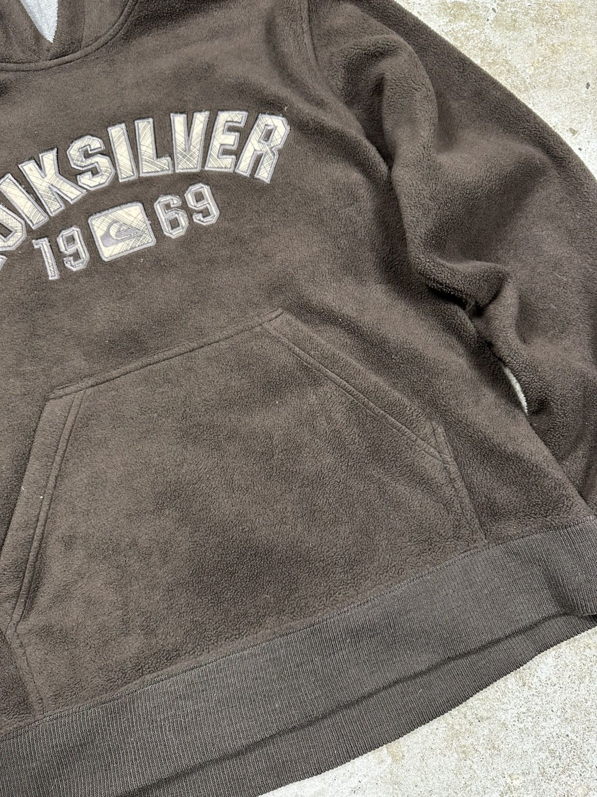 Quiksilver × Vintage Vintage Y2K Quiksilver Brown Fleece Sherpa Hoodie Big Logo Size US L / EU 52-54 / 3 - 6 Thumbnail