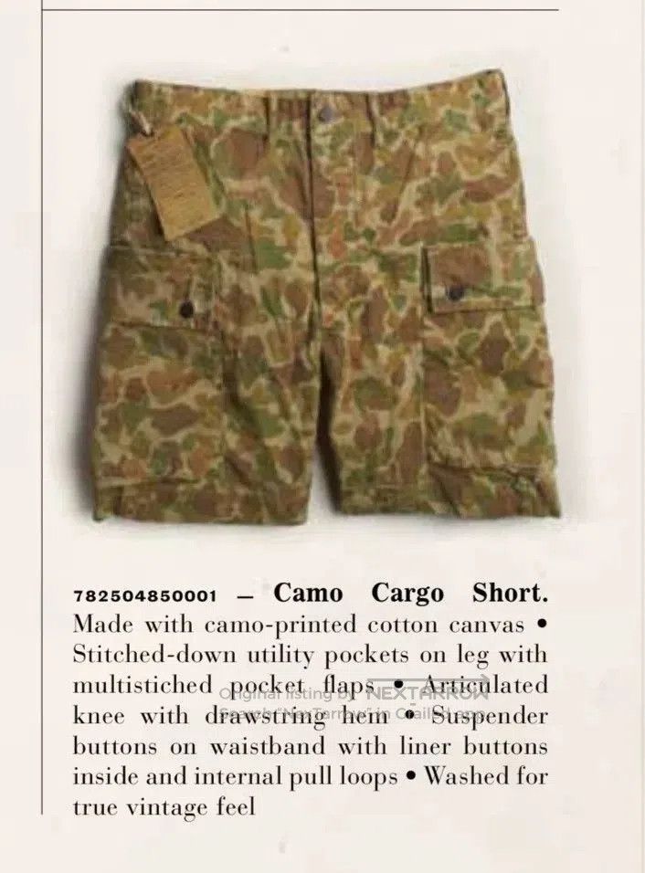 RRL Ralph Lauren RRL Duck Hunter Camo Cargo Shorts. Size US 36 / EU 52 - 2 Thumbnail