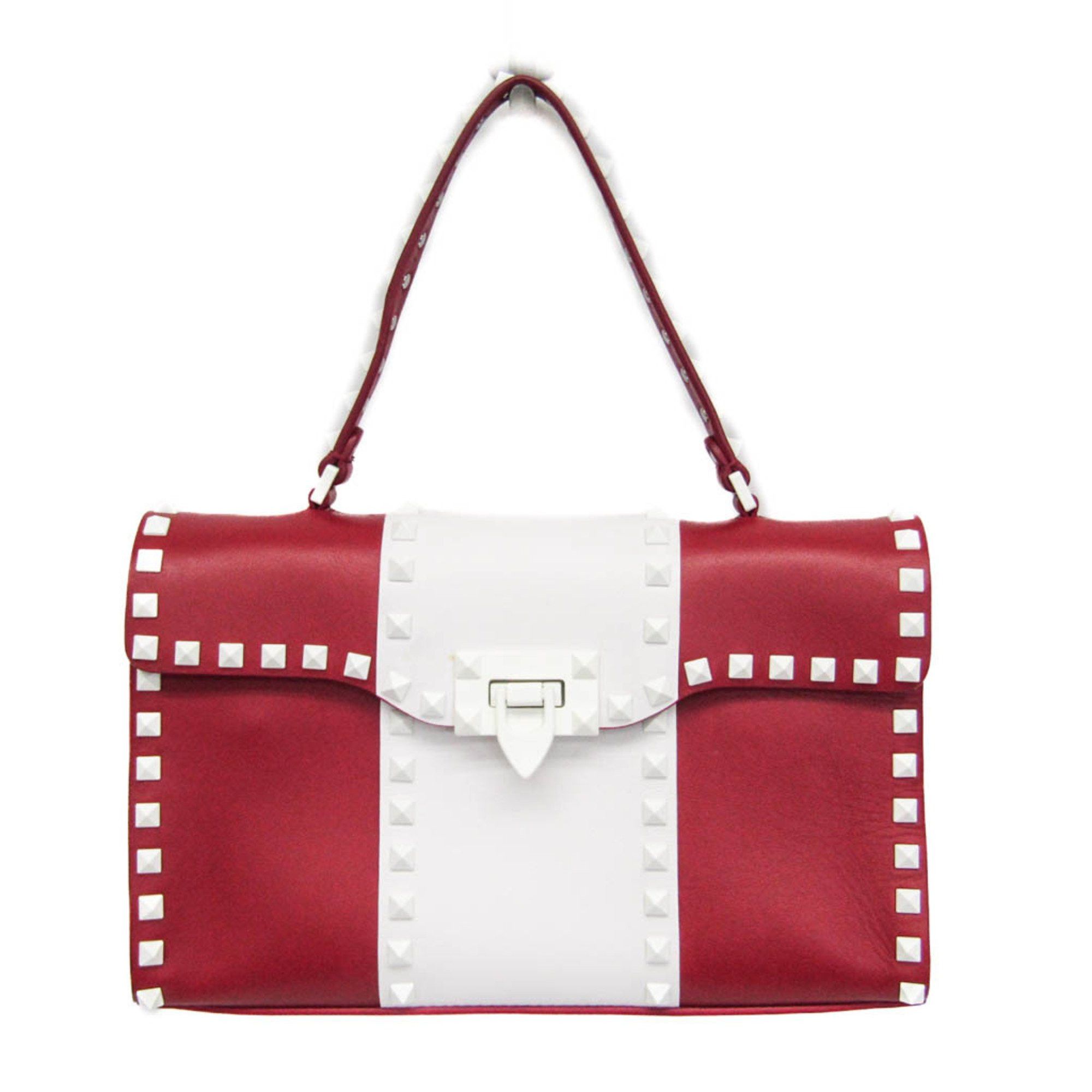 Valentino Valentino Garavani Spike Lockstuds Single Handle Bag PW2B0094YDW Women's Leather Handbag,Shoulder Bag Red Color,White Size ONE SIZE - 1 Thumbnail