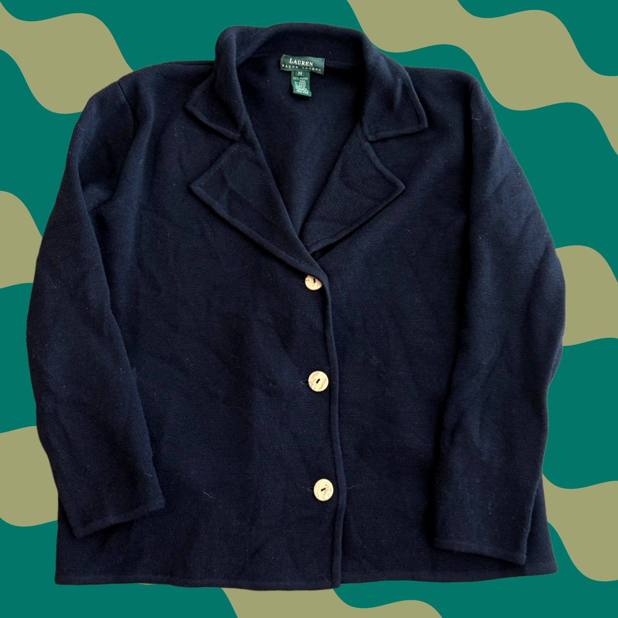 Vintage VINTAGE Polo Ralph Lauren Navy Cardigan Blazer Button Down M Women Size M / US 6-8 / IT 42-44 - 1 Thumbnail