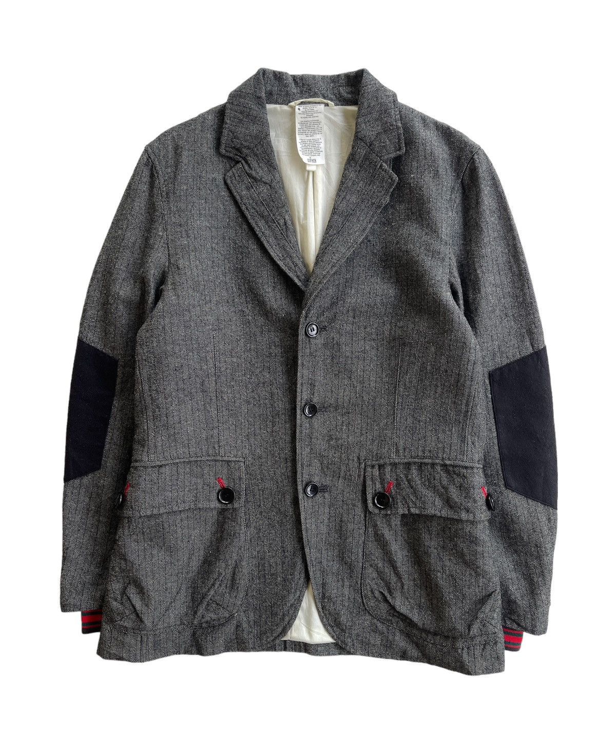 Japanese Brand Hive Undercover Herringbone Tweed Grey Coat Size US M / EU 48-50 / 2 - 2 Thumbnail