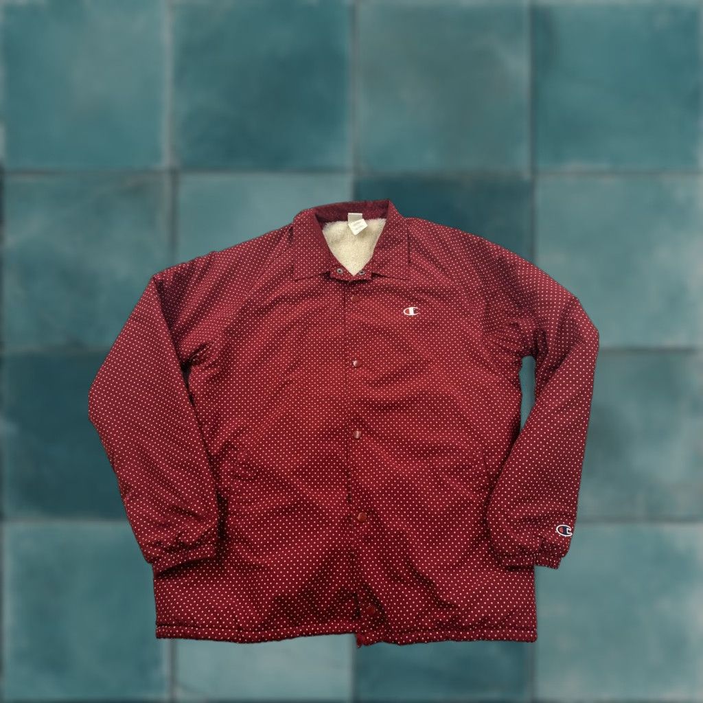 Champion Champion Jacket Mens Large Red Polka Dots Bomber Fleece Sherpa Lined Coat Size US L / EU 52-54 / 3 - 1 Thumbnail