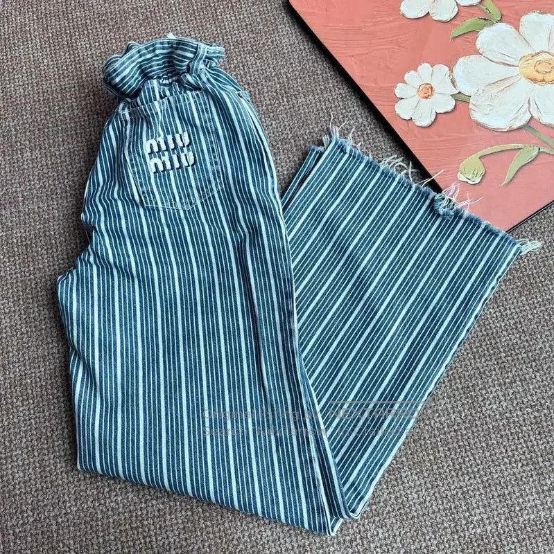 Miu Miu Miu Miu Blue Cotton Wide-Leg Jeans . Size 30" / US 8 / IT 44 - 2 Thumbnail