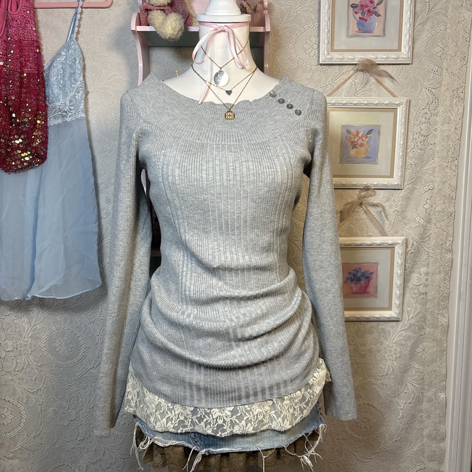 Other y2k fitted off the shoulder shimmery sweater Size M / US 6-8 / IT 42-44 - 3 Thumbnail