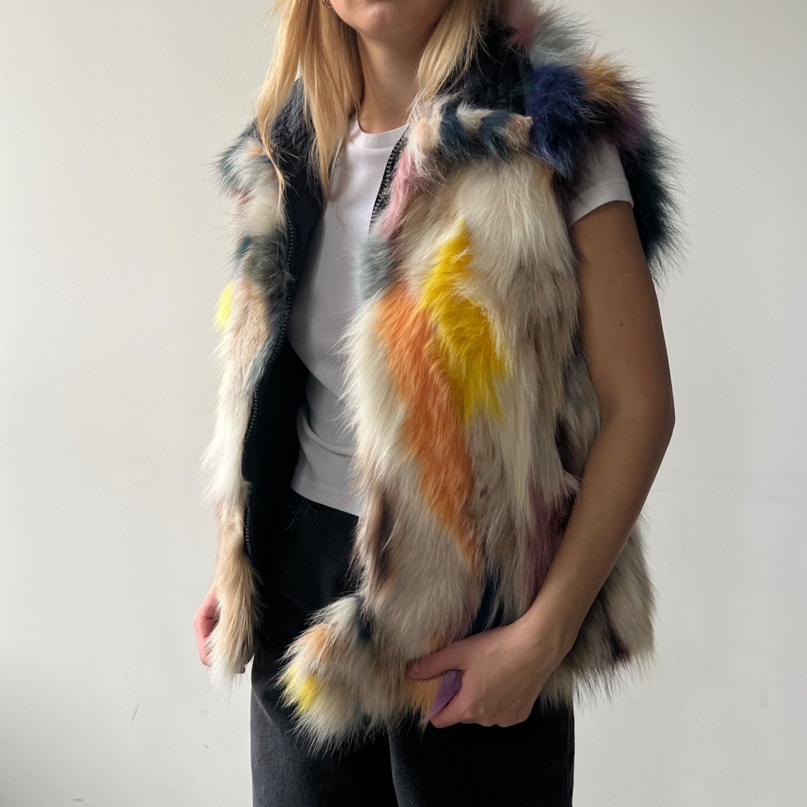 JET SET Jet Set Y2K Faux Fur Fairy Grunge Reversible Vest 9778AC Size S / US 4 / IT 40 - 5 Thumbnail