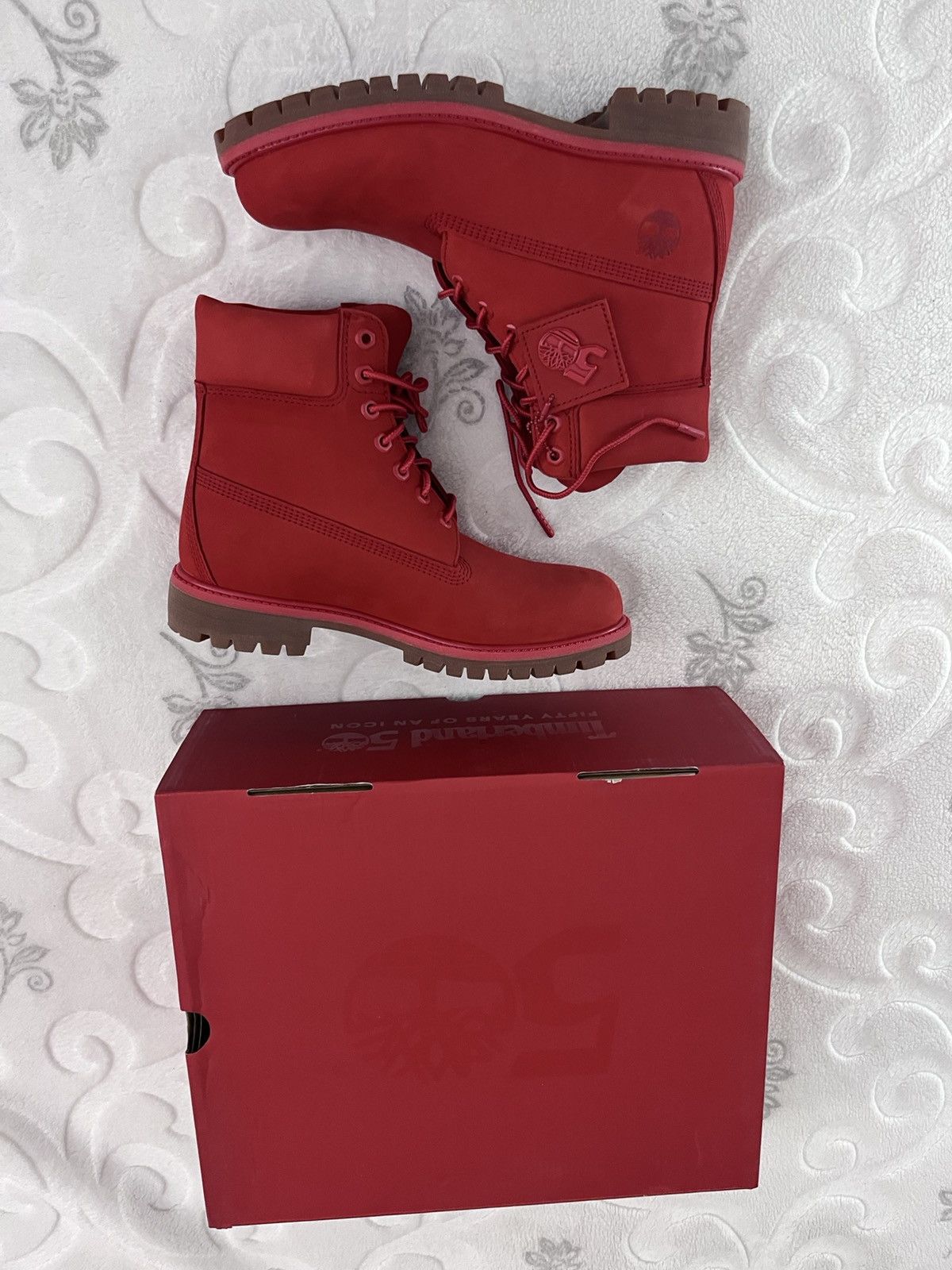 Timberland Brand new Timberland boots in a striking all-red colorway. Size US 7.5 / EU 40-41 - 1 Thumbnail