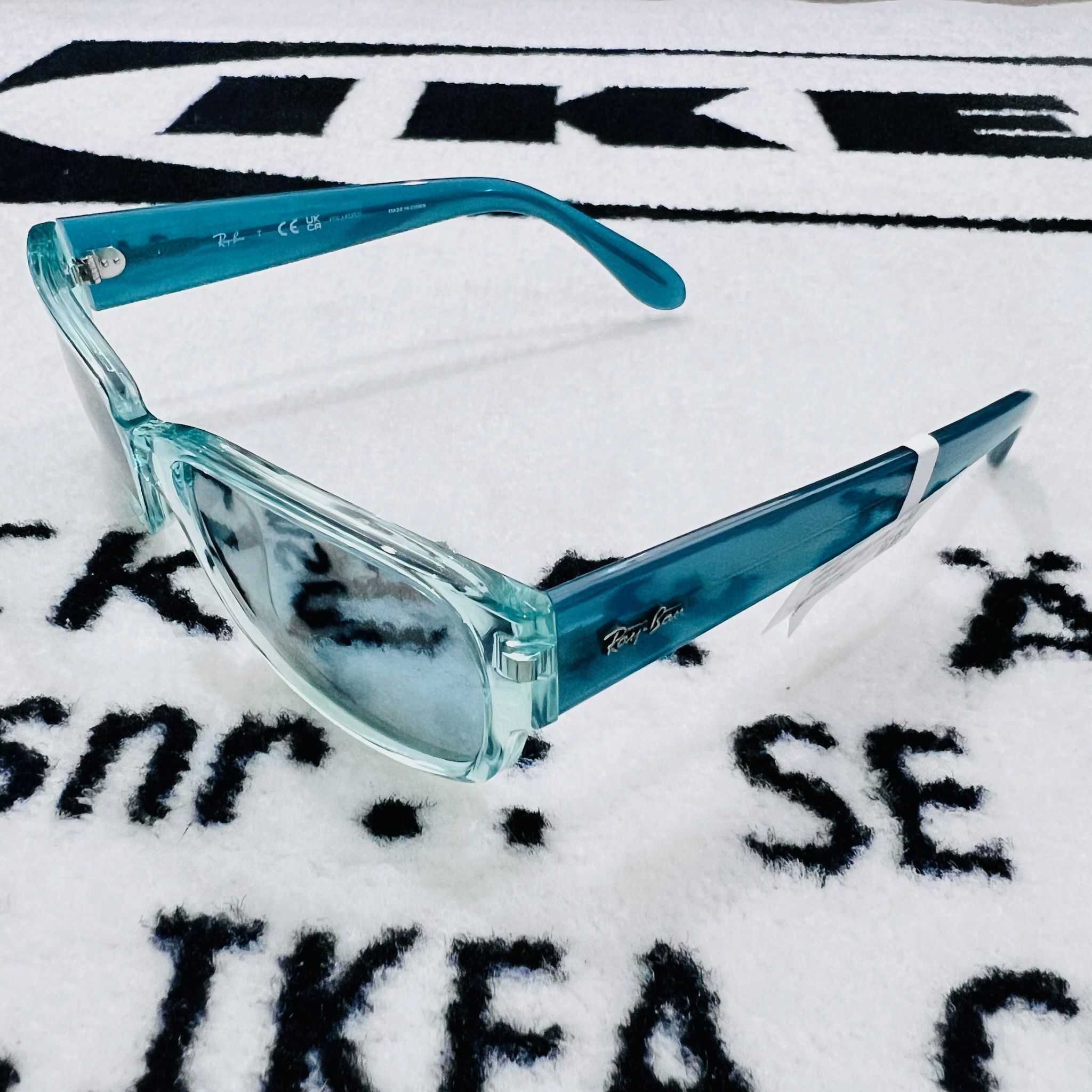 RayBan Ray-Ban Polarized RB4388 Transparent Green Pillow Sunglasses Size ONE SIZE - 3 Thumbnail
