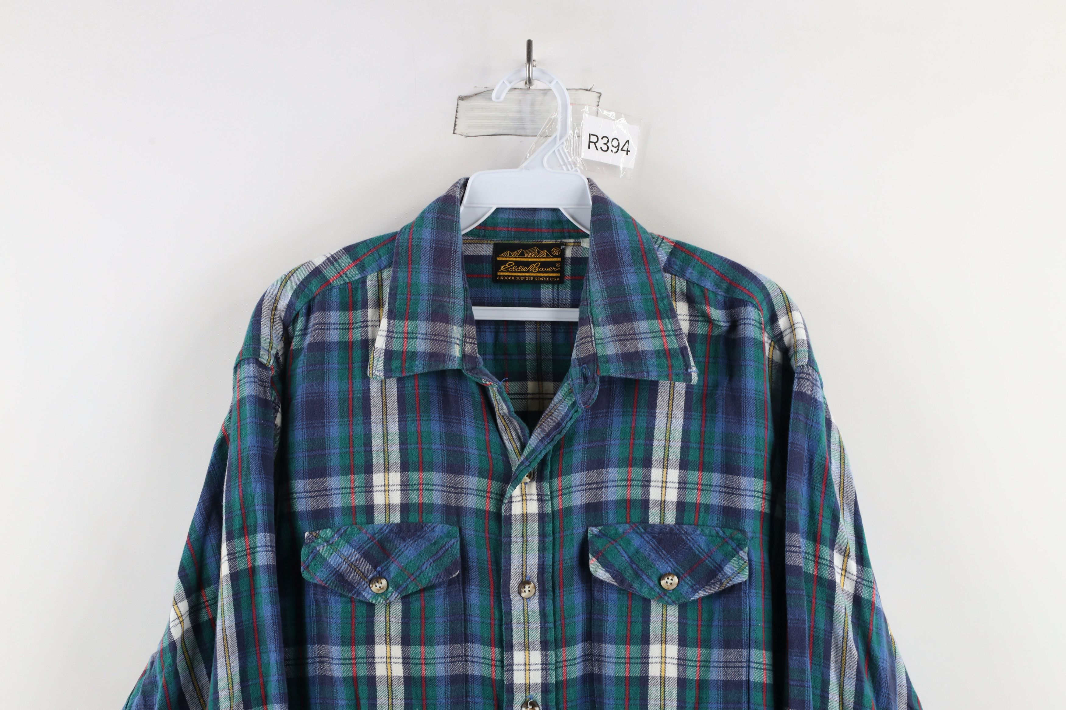 Eddie Bauer × Vintage Vintage 90s Eddie Bauer Flannel Collared Button Shirt USA Size US L / EU 52-54 / 3 - 2 Thumbnail