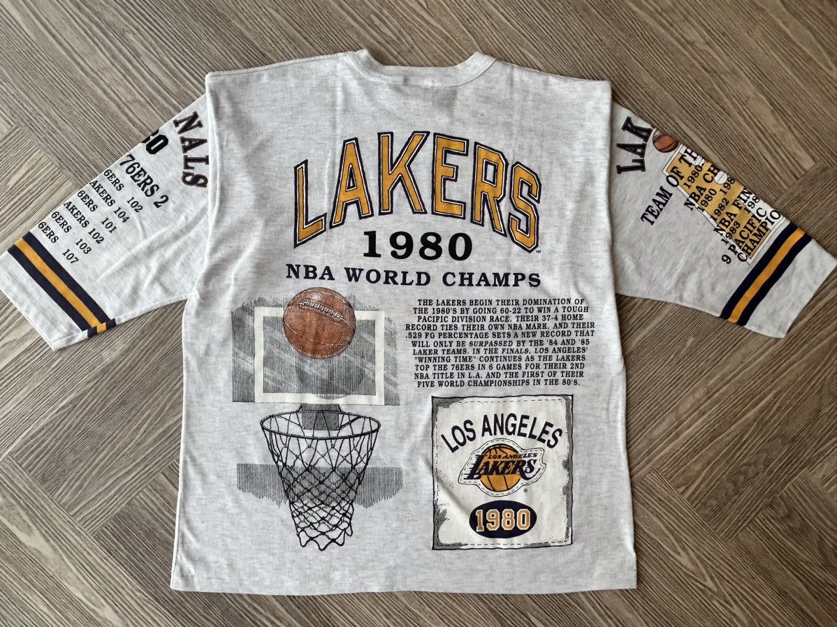 NBA × Vintage Vintage LA Lakers 1980 Championship by LONG GONE USA Size US XL / EU 56 / 4 - 3 Thumbnail