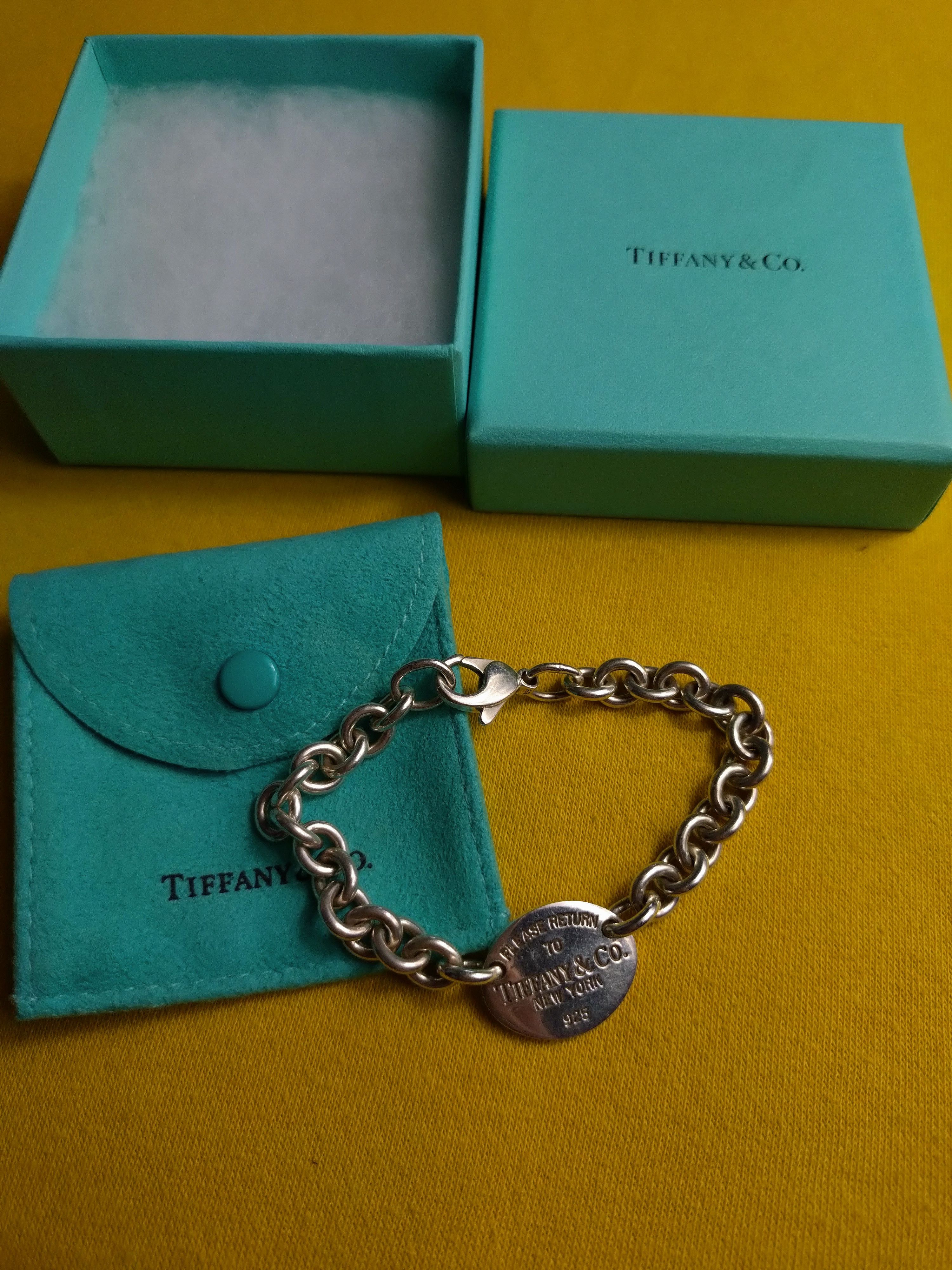 Tiffany Sterling Silver Chunky Oval Tag Bracelet