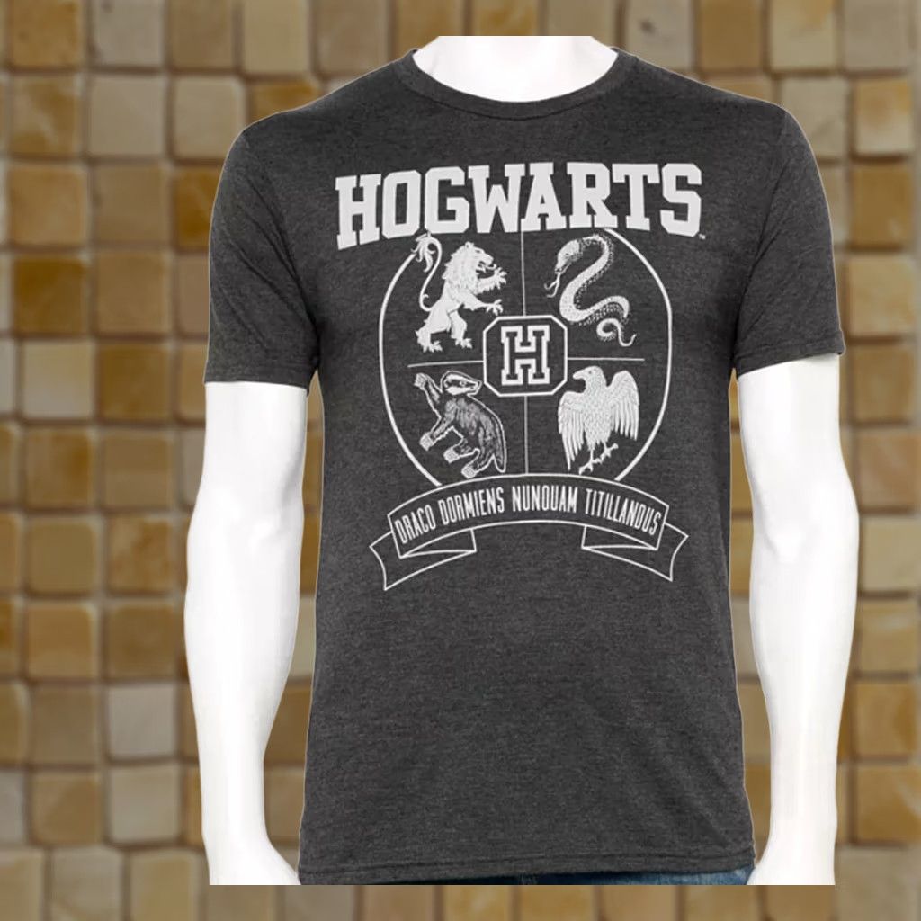 Vintage NEW MENS HARRY POTTER HOGWARTS GRAY SHORT SLEEVE T-SHIRT SIZE M BLACK Size US M / EU 48-50 / 2 - 1 Preview