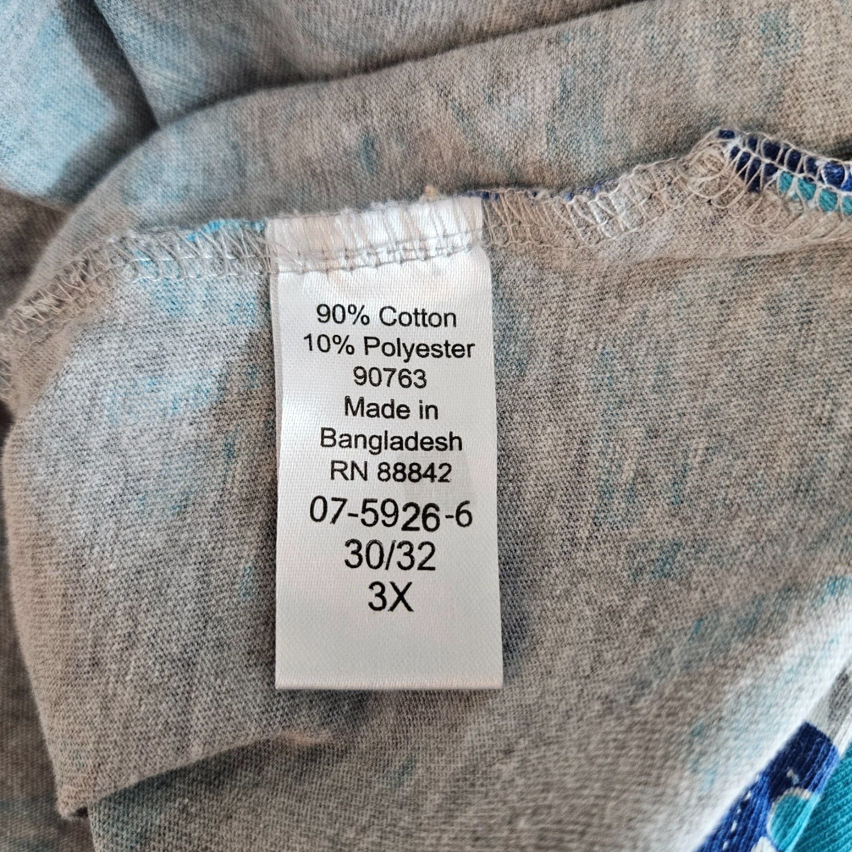 Vintage Woman Within Womens Top 3X Blue Gray Leaf Print 3/4 Sleeve Cotton Blend T-Shirt Ladies Womens Shirts Size XXL / US 16-18 / IT 52-54 - 4 Thumbnail