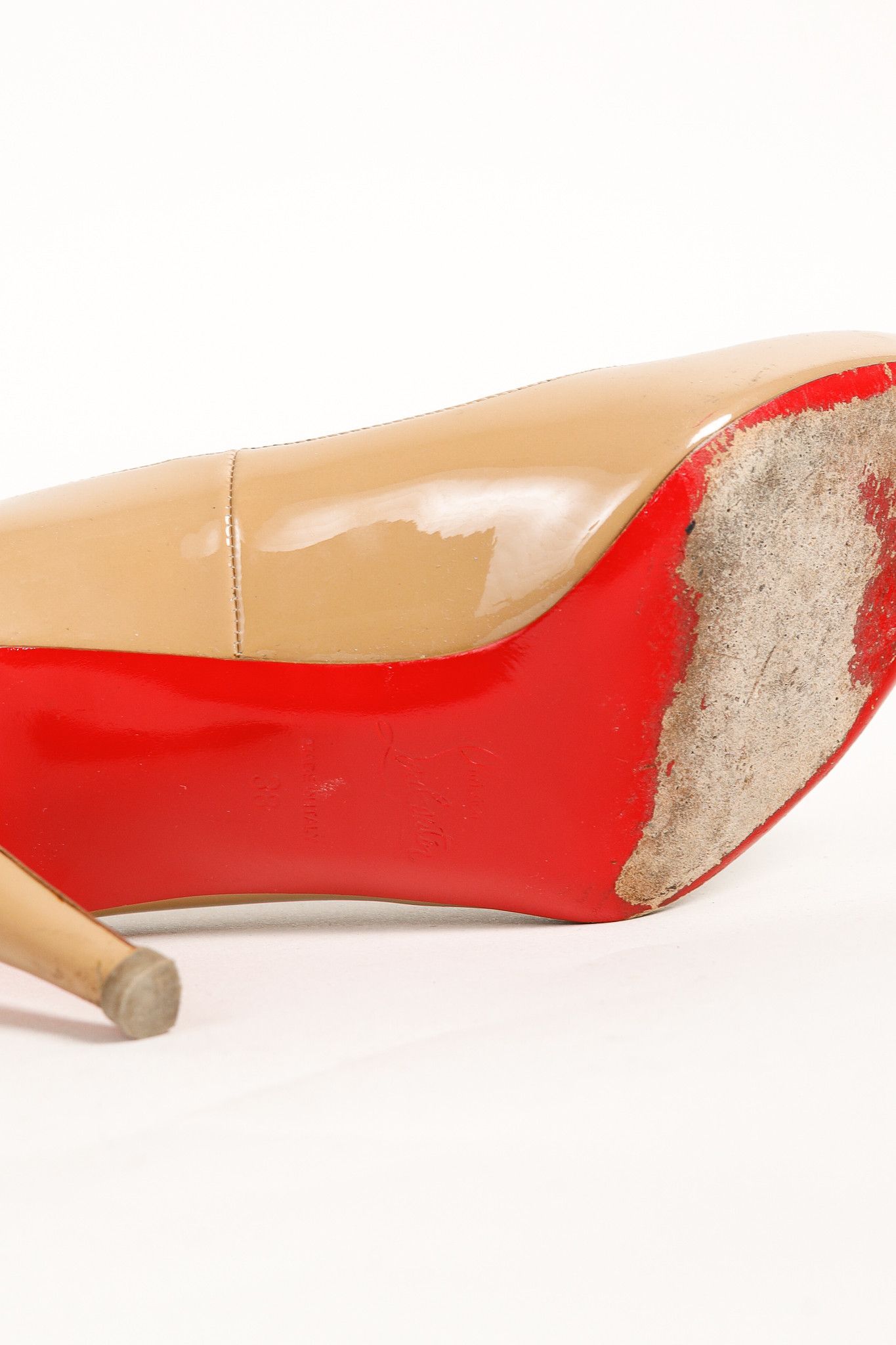 Christian Louboutin Christian Louboutin Pumppie 85 Beige Patent Leather Pumps Size US 7.5 / IT 37.5 - 5 Thumbnail