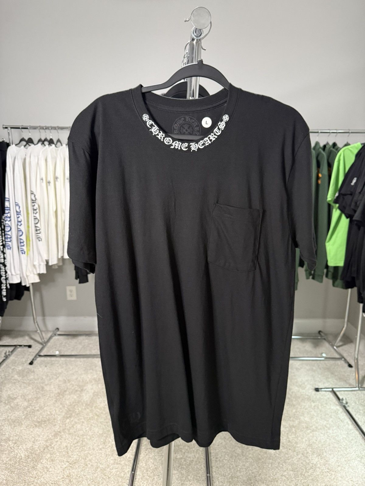 Chrome Hearts Chrome Hearts Black Neck Logo S/s Size US L / EU 52-54 / 3 - 1 Thumbnail