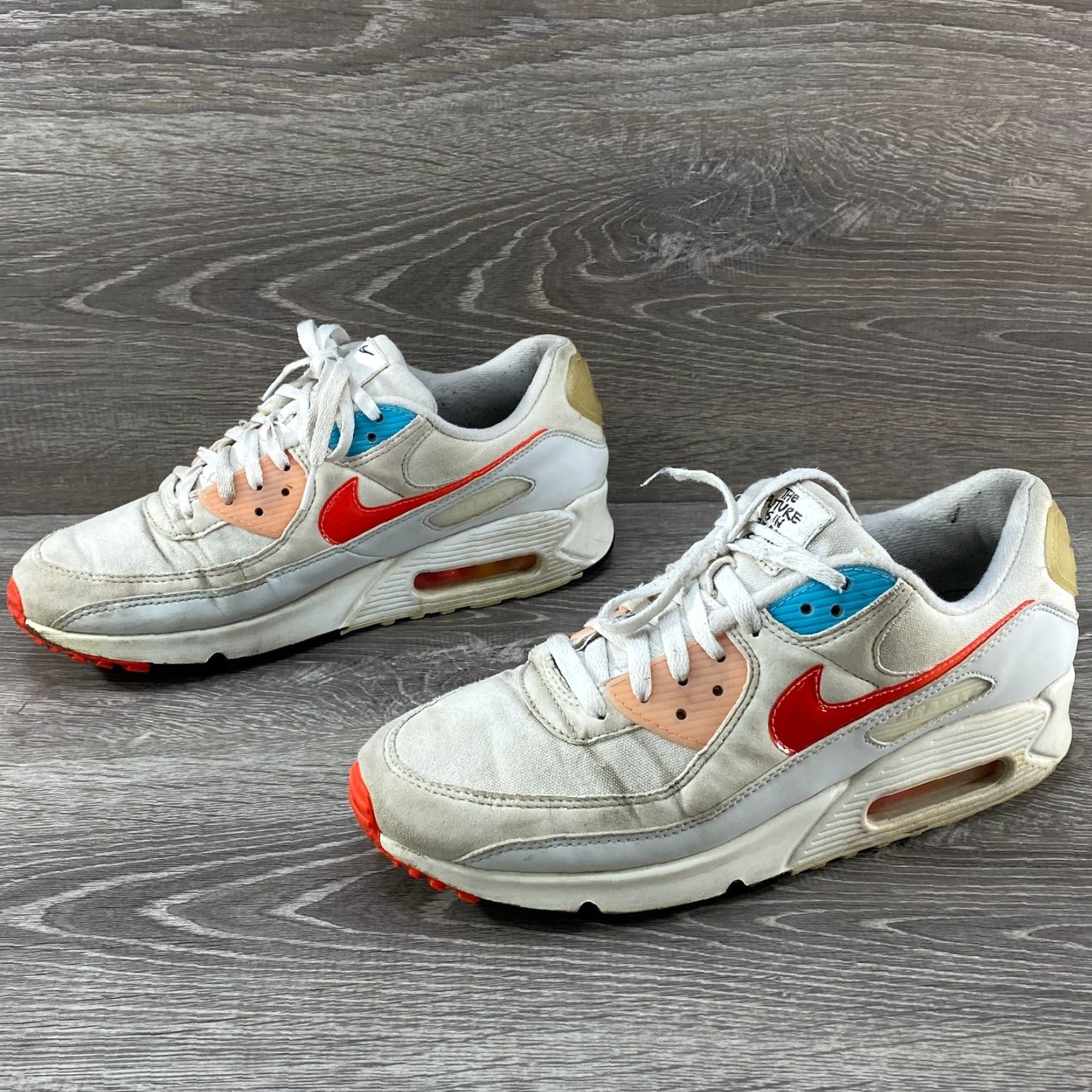 Nike Nike Air Max 90 Mens Size 9 White Orange DD8496-161 The Future is in the Air Sneakers Size US 8 / EU 41 - 5 Thumbnail