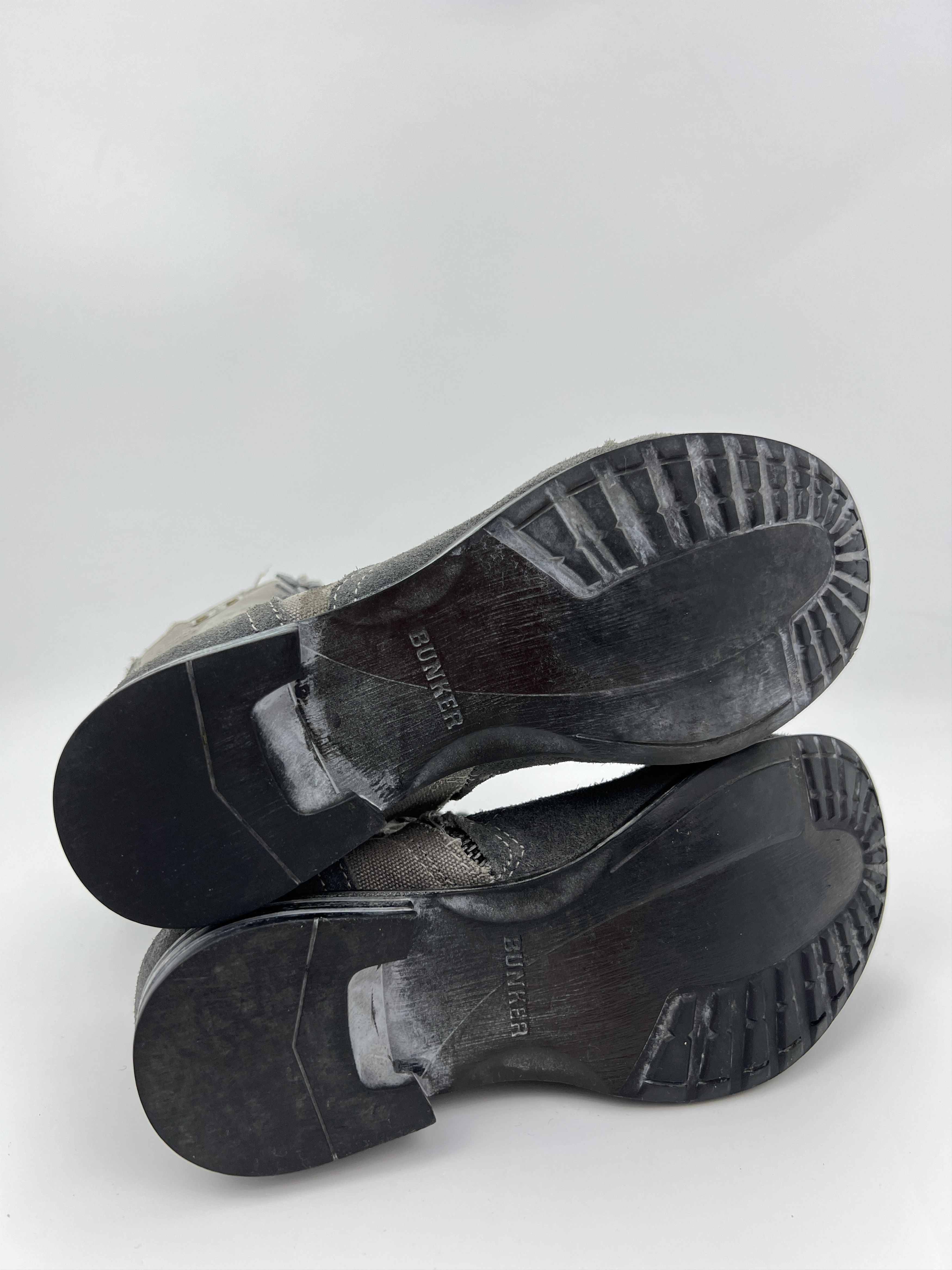 Vintage Y2K Bunker Avant Garde Grey Suede\Denim Boots Combat Style Size US 7 / IT 37 - 7 Thumbnail