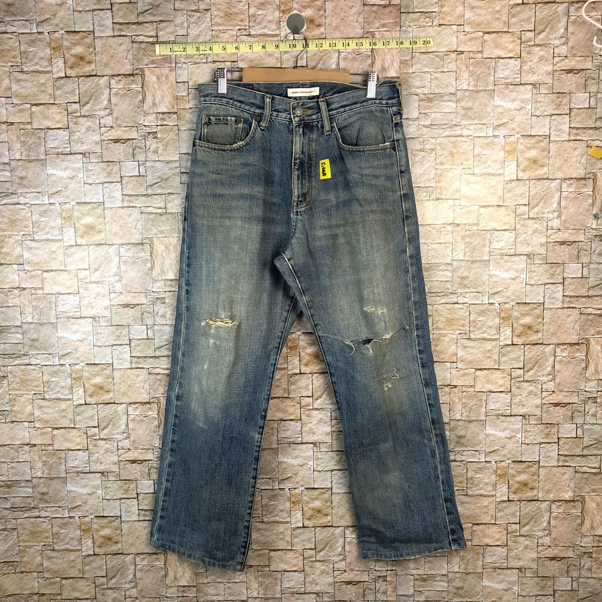 Bobson Blue vintage ripped Distressed Denim Pants #A1165
