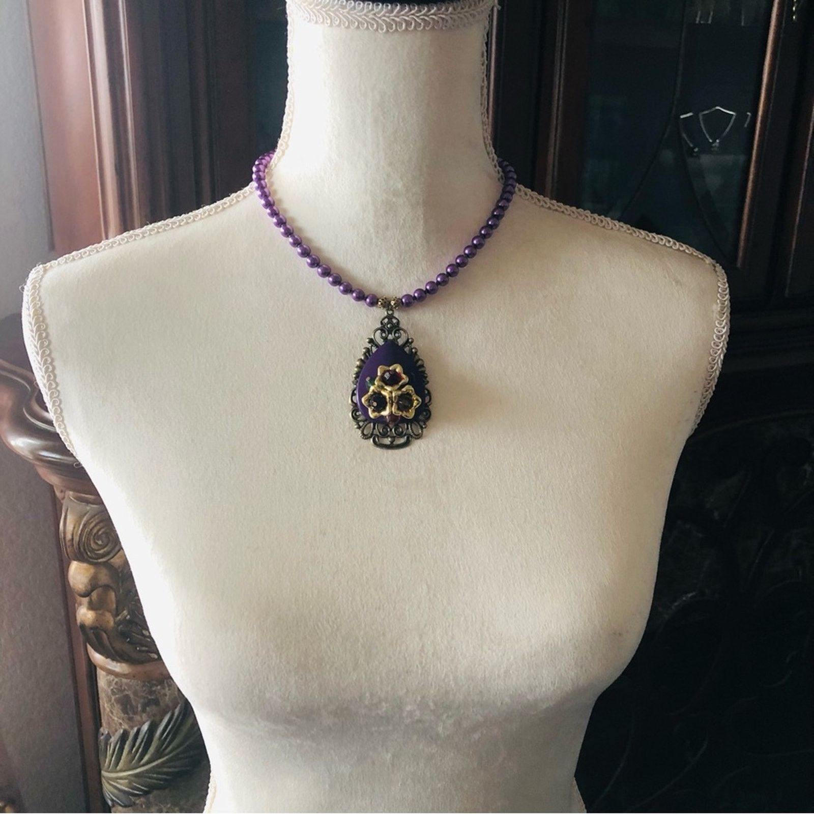 Handmade Handcrafted repurpose filigree bead cluster Pearl necklace Size ONE SIZE - 5 Thumbnail