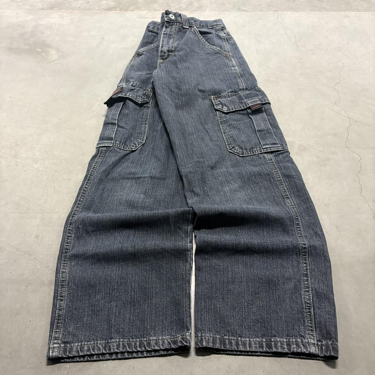 Vintage Crazy Vintage Y2K/2000s Baggy Skater Style Dark Wash Cargo Denim Jeans! Size 25" / US 0 / IT 36 - 1 Thumbnail