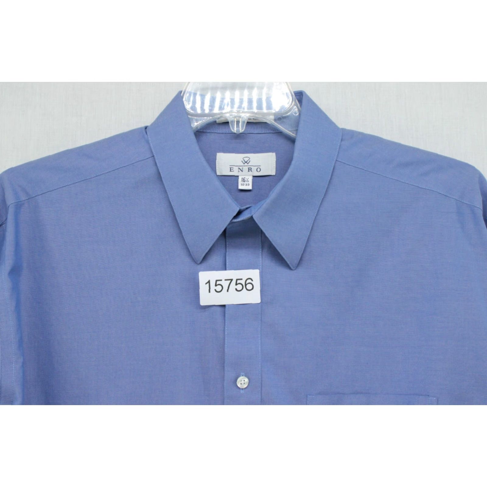 Enro ENRO Shirt Men's 16.5 Blue Cotton Long Sleeve Button Up Dress Shirt 2-Ply 80's Size 46R - 6 Thumbnail