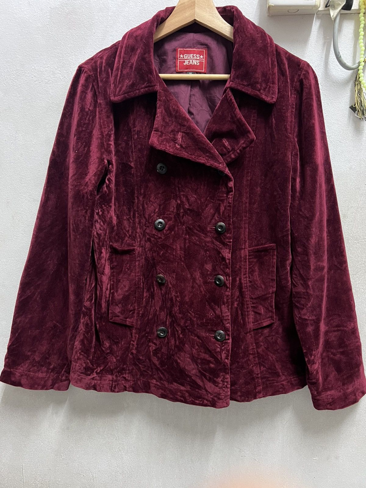 Guess Vintage Guess jeans Velvet Double Breasted Jacket Size M / US 6-8 / IT 42-44 - 1 Thumbnail