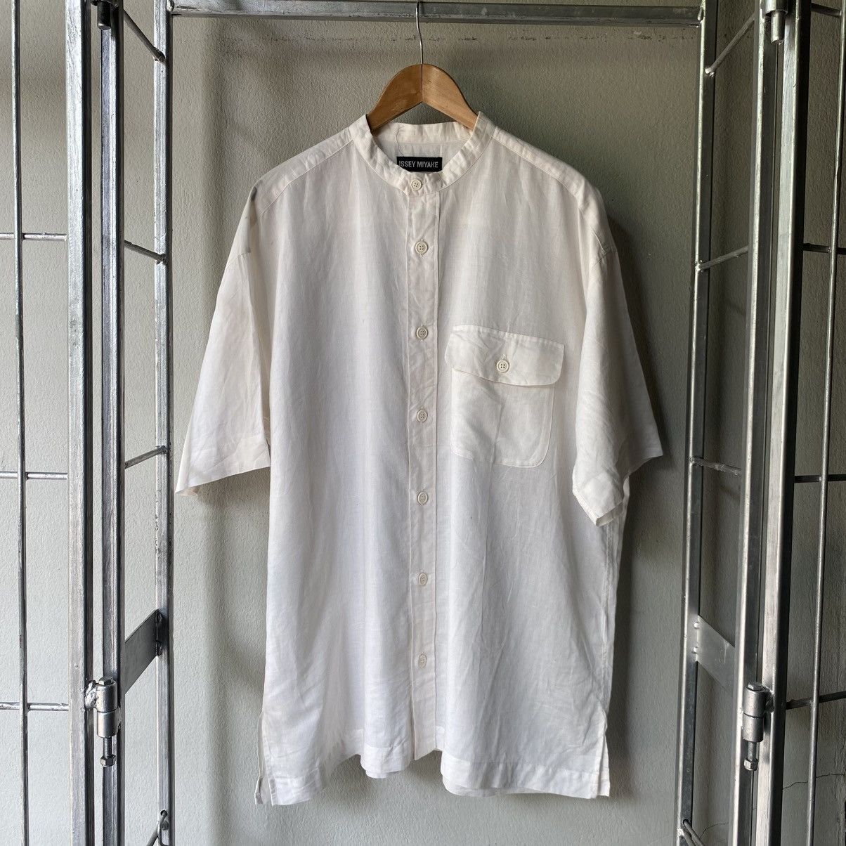 Issey Miyake Issey Miyake mandarin white shirt Size US XL / EU 56 / 4 - 1 Thumbnail