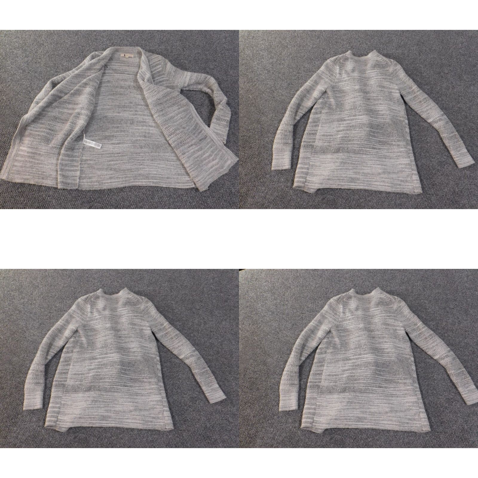 Loft LOFT Cardigan Sweater Small Gray Open-Knit Acrylic Polyester Womens Crew Neck Long Sleeve Stretch Casual Modern Designer Size S / US 4 / IT 40 - 8 Thumbnail