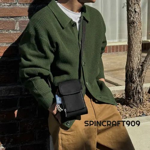 VIBE Green Button Up Knit Cardigan Sweater Size US L / EU 52-54 / 3 - 6 Thumbnail