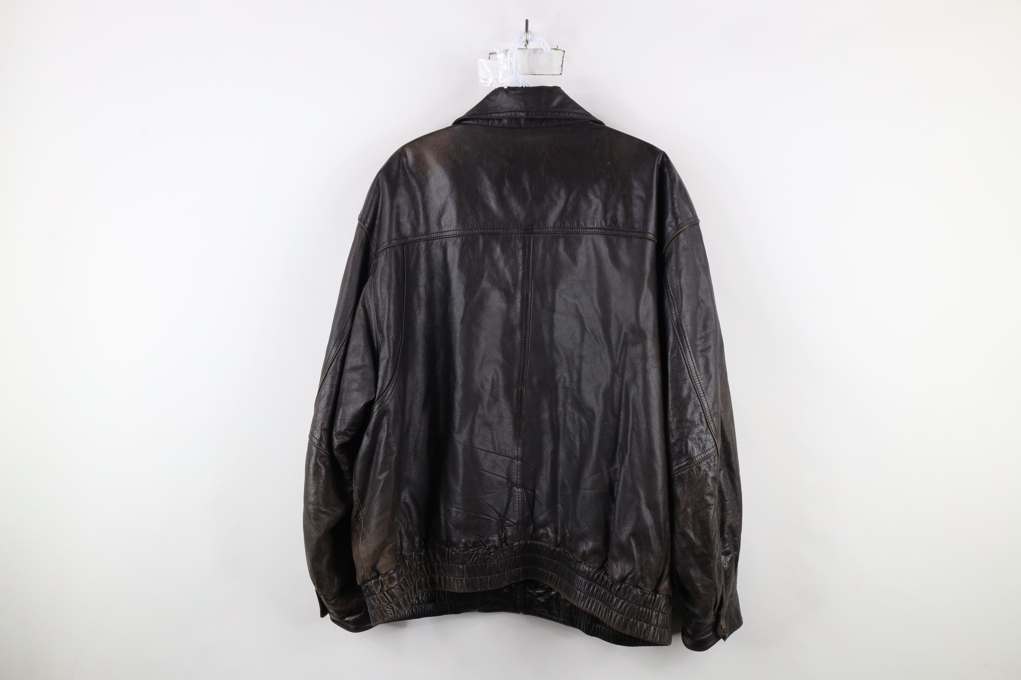Vintage Vintage 90s Streetwear Leather Flight Bomber Jacket Brown Size US L / EU 52-54 / 3 - 14 Thumbnail