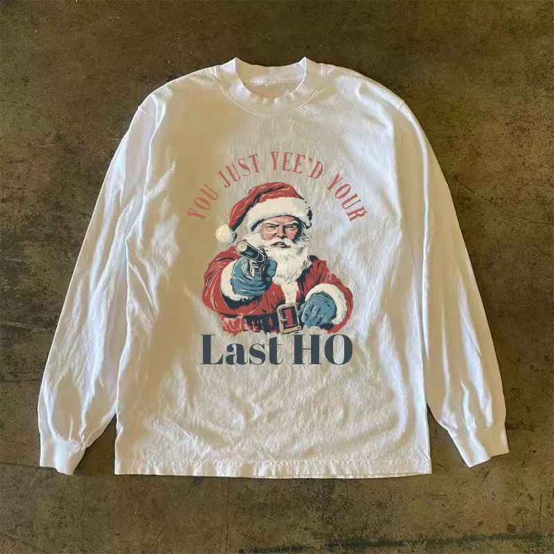 Japanese Brand × Vintage White retro long-sleeved tee with Santa Claus pattern Size US L / EU 52-54 / 3 - 1 Thumbnail