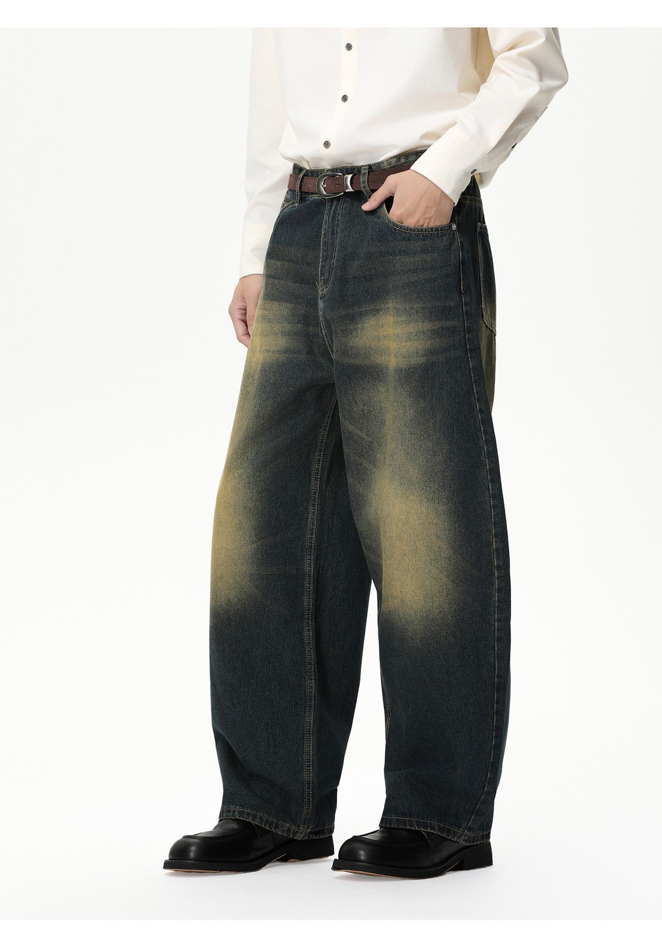 Vintage Japanese retro washed whiskered distressed scimitar jeans Size US 32 / EU 48 - 5 Thumbnail