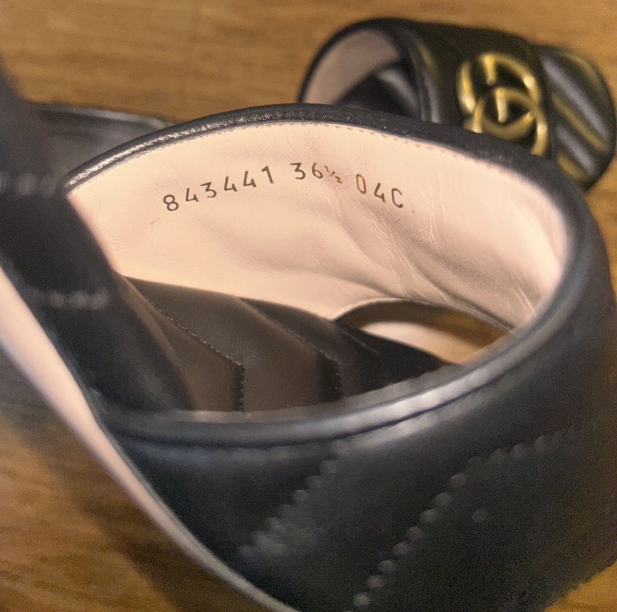 Gucci Gucci Double G Mid Heel Slide Sandal Black Nappa Charlotte Size US 6.5 / IT 36.5 - 3 Thumbnail